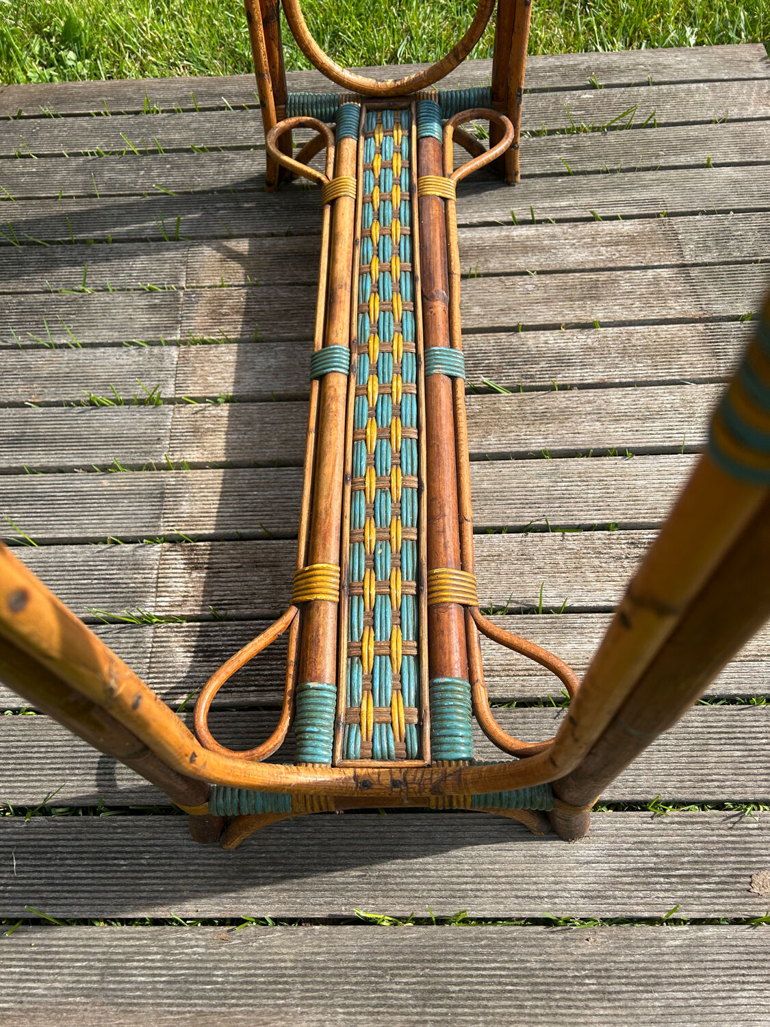 Vintage 1950s rattan console