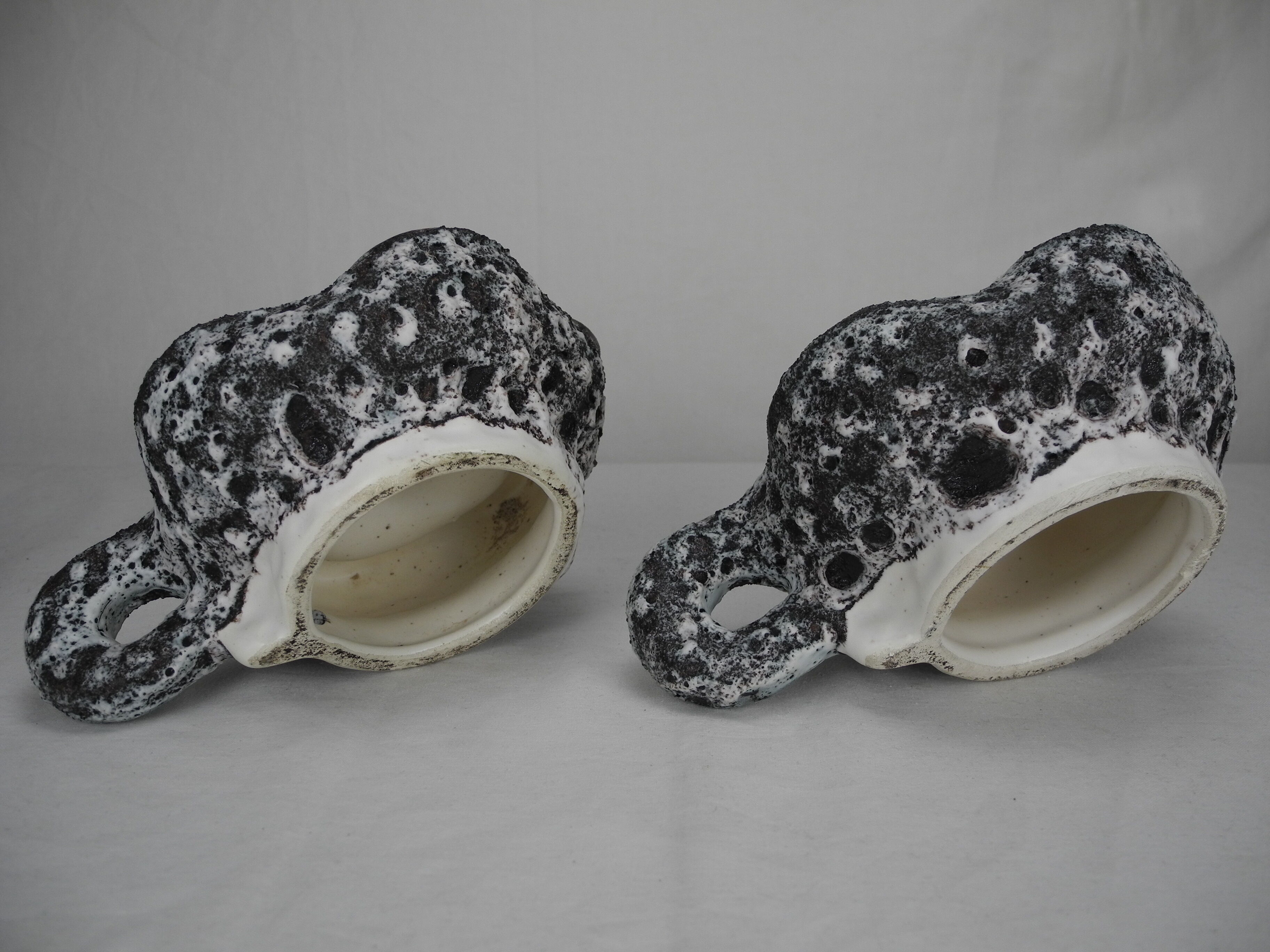 Pair of ceramic candlesticks Vallauris fat lava Keramik