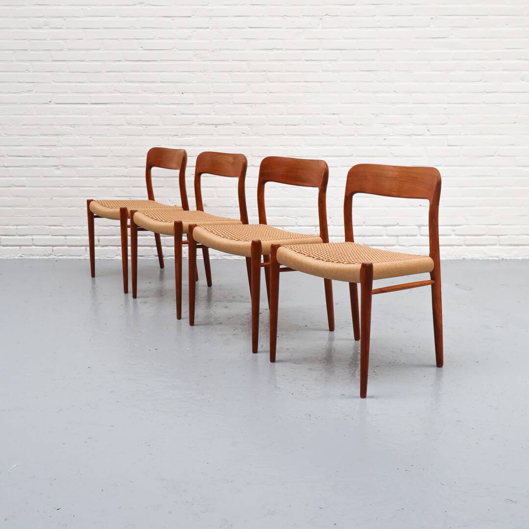 Niels Möller Model 75 Paper Cord Dining Chairs