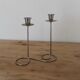 Vintage double candlestick in chrome metal – Spiral design