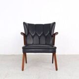 Danish teak and skai armchairs, Erhardsen & Andersen 1960s