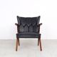 Danish teak and skai armchairs, Erhardsen & Andersen 1960s