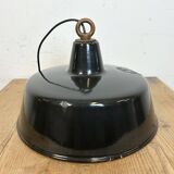 Black enamel industrial pendant lamp, 1950s