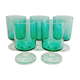 X5 small glasses with turquoise foot -years 50-retro-kitchen-vintage