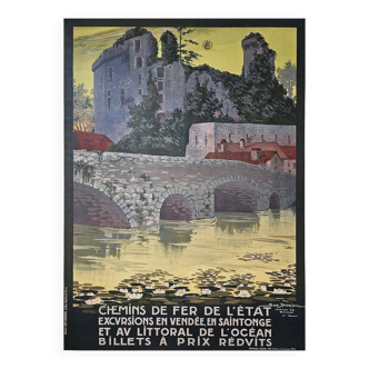 Poster by Géo Dorival from 1912 Château de Clisson - Excursions in Vendée, in Saintonge