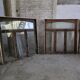4 old solid oak windows from the early 20th century