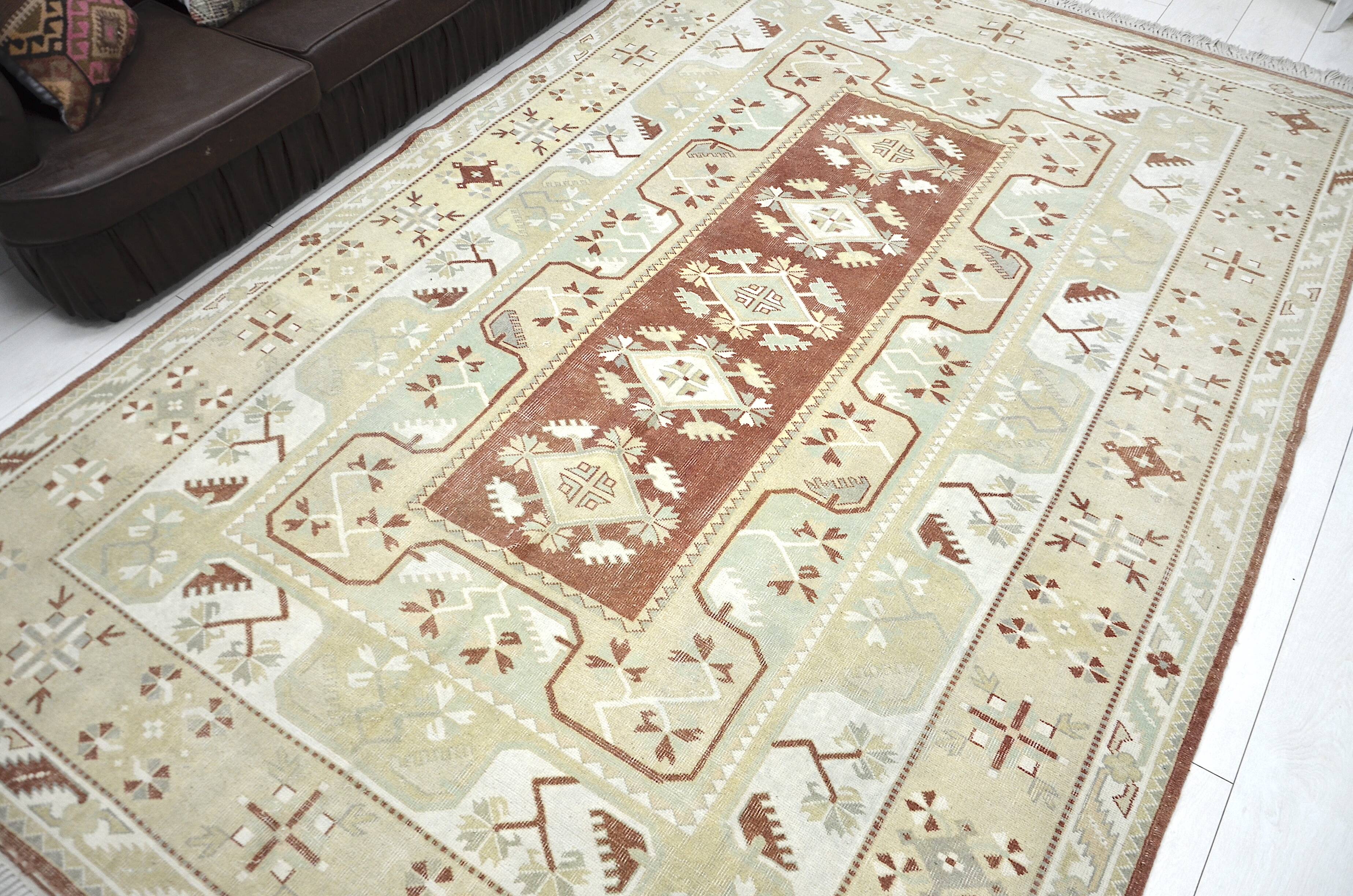 Tan Oversize Turkish Tribal Wool Rug sku 2294.