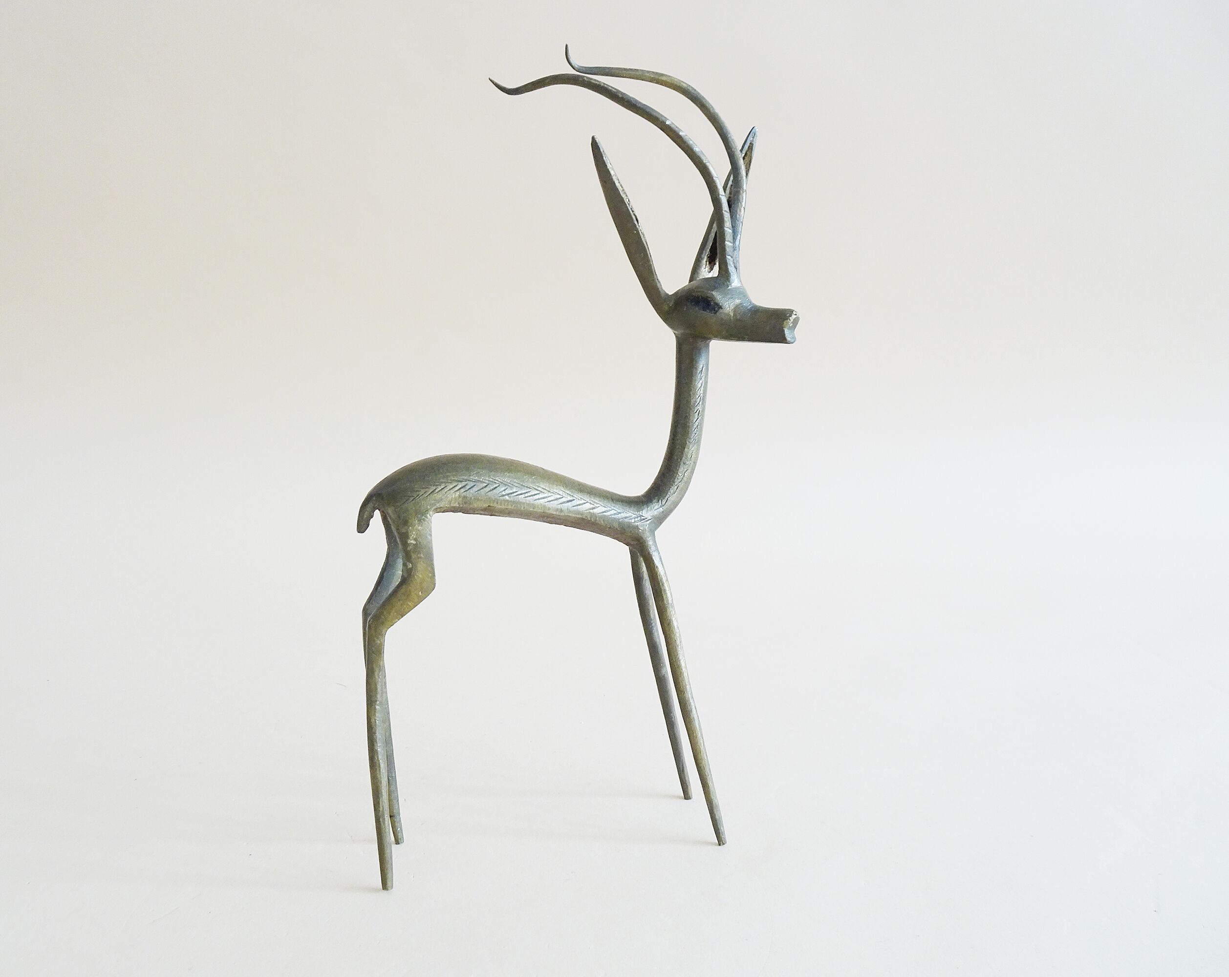 Brass antelope 1950s, gazelle, animal figure