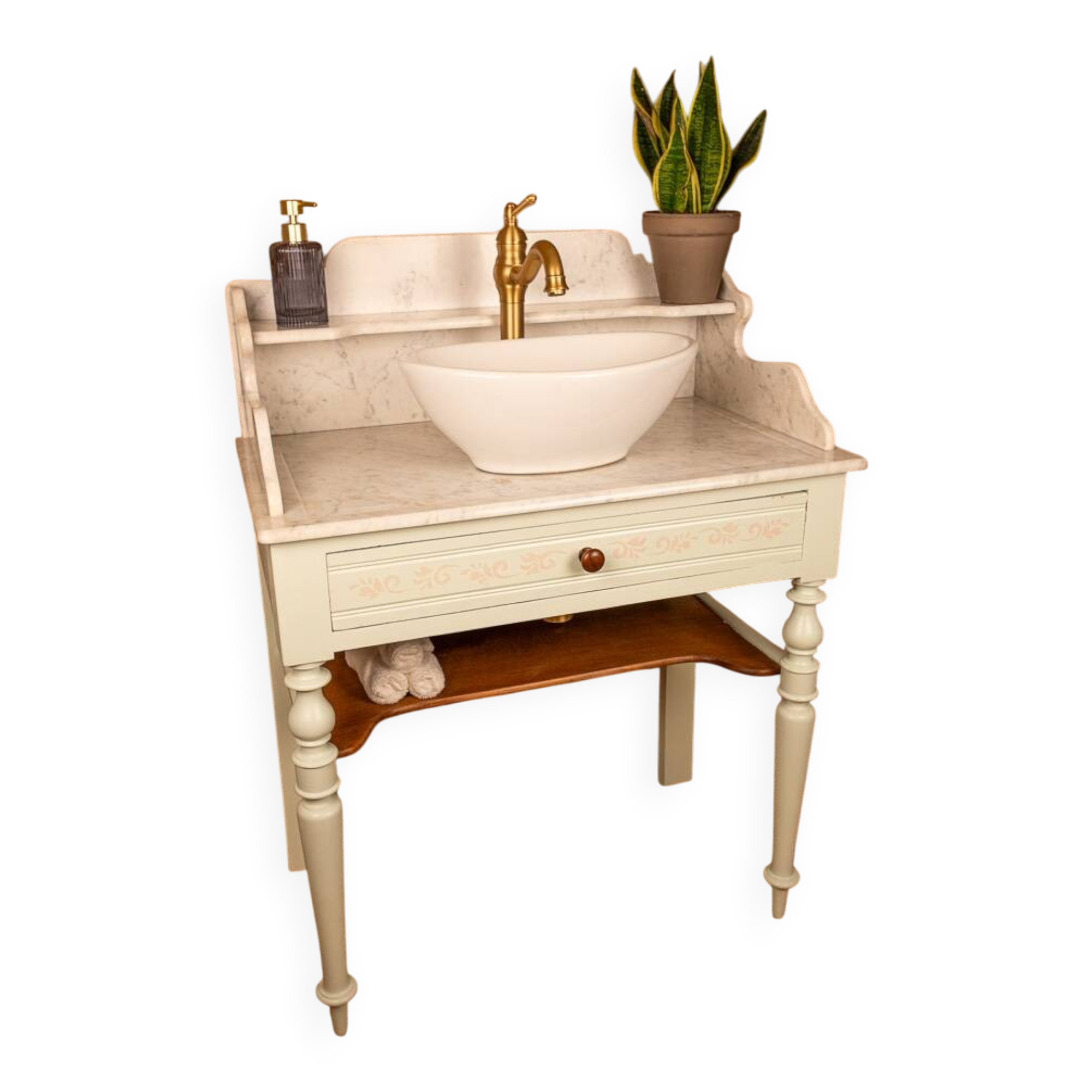 Antique sage green washstand