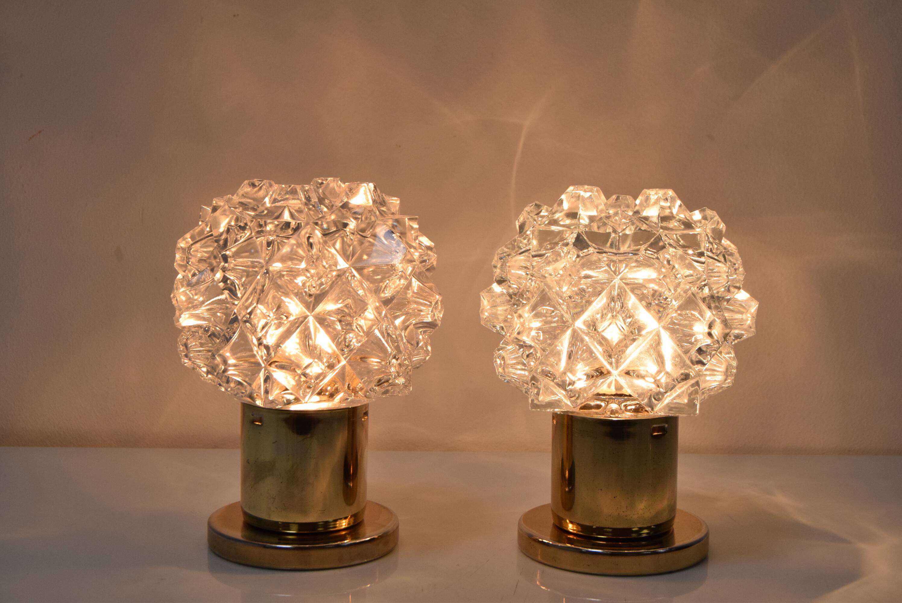 Pair of Design Table or Wall Lamps by Preciosa, Kamenicky Senov, Czechoslovakia, 1960's.
