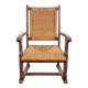 Modern Dutch Brutalist Armchair in Rush and Oak, 1950s