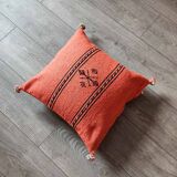 Coussin berbère orange fait main en coton