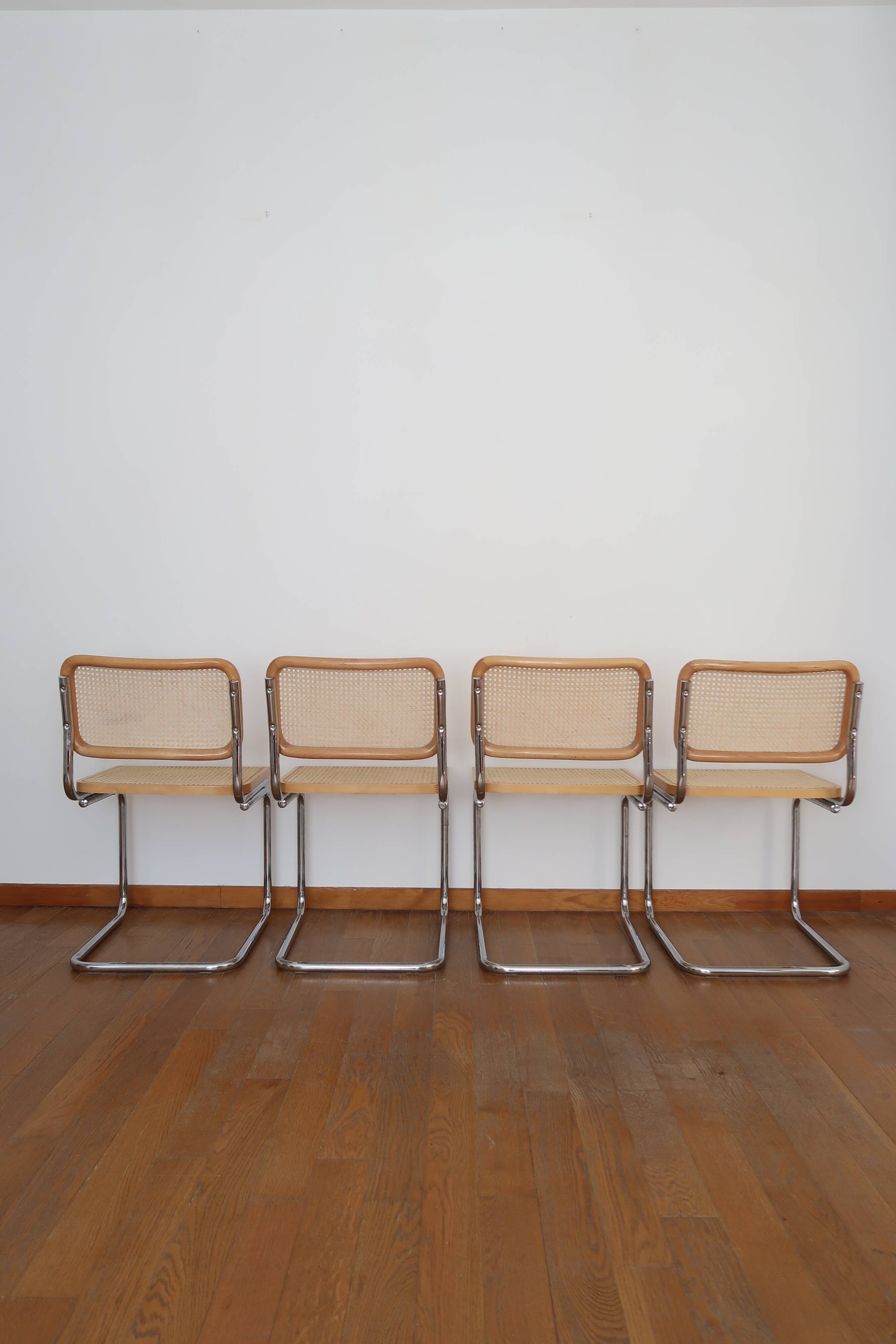 4 chairs cannage and chrome