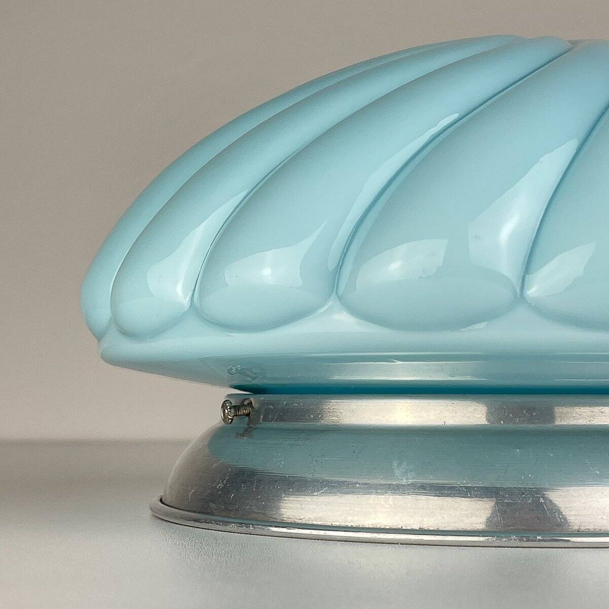 Vintage blue opaline table lamp, Italy, 1950s