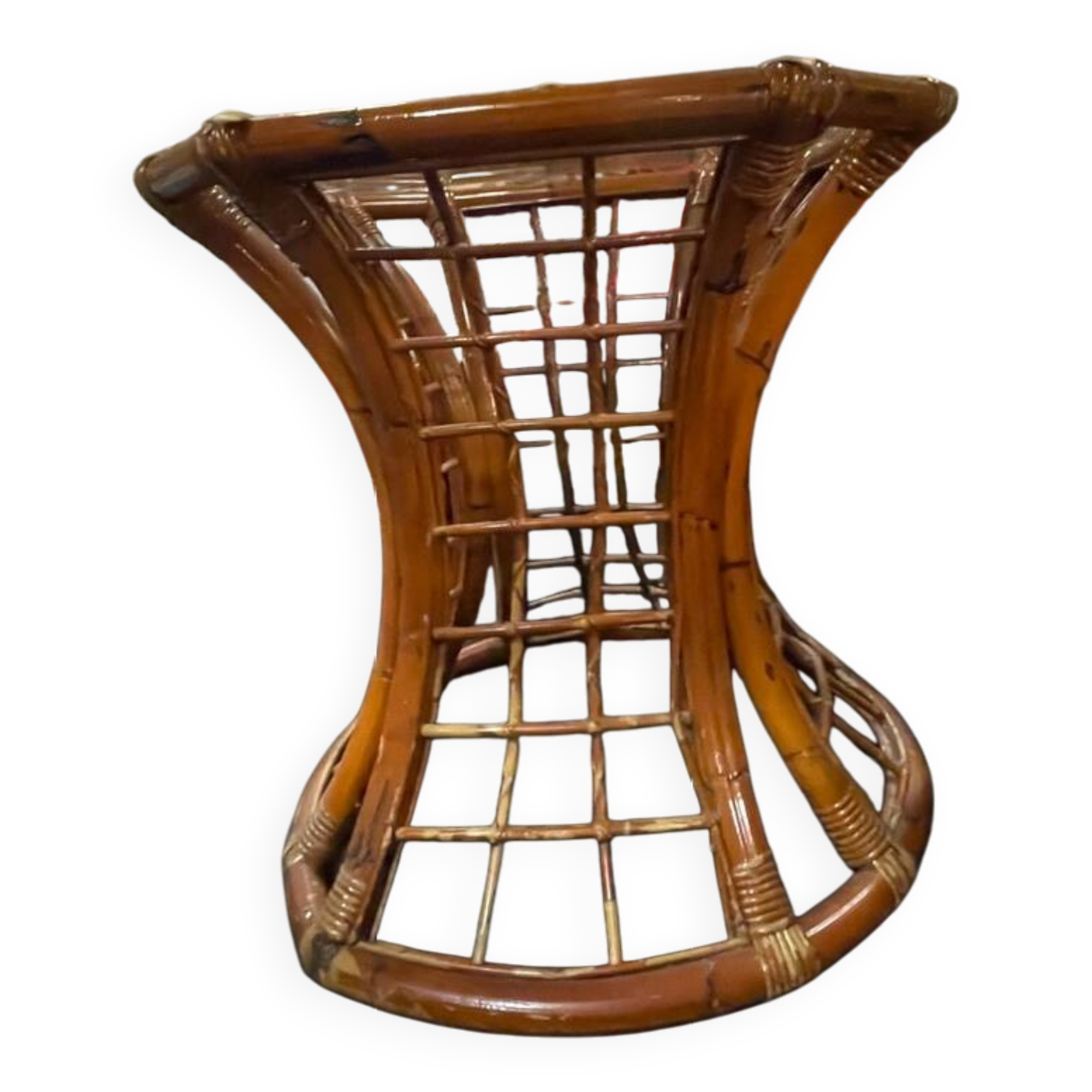 Bamboo leg & smoked glass table