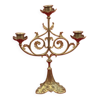 Altar Candelabra - 3 candles, bronze, brass
