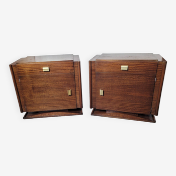 Pair of art deco bedside tables from the 50s in mahogany