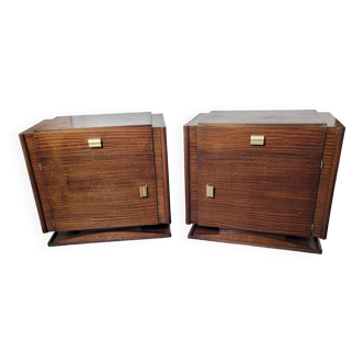 Pair of art deco bedside tables from the 50s in mahogany