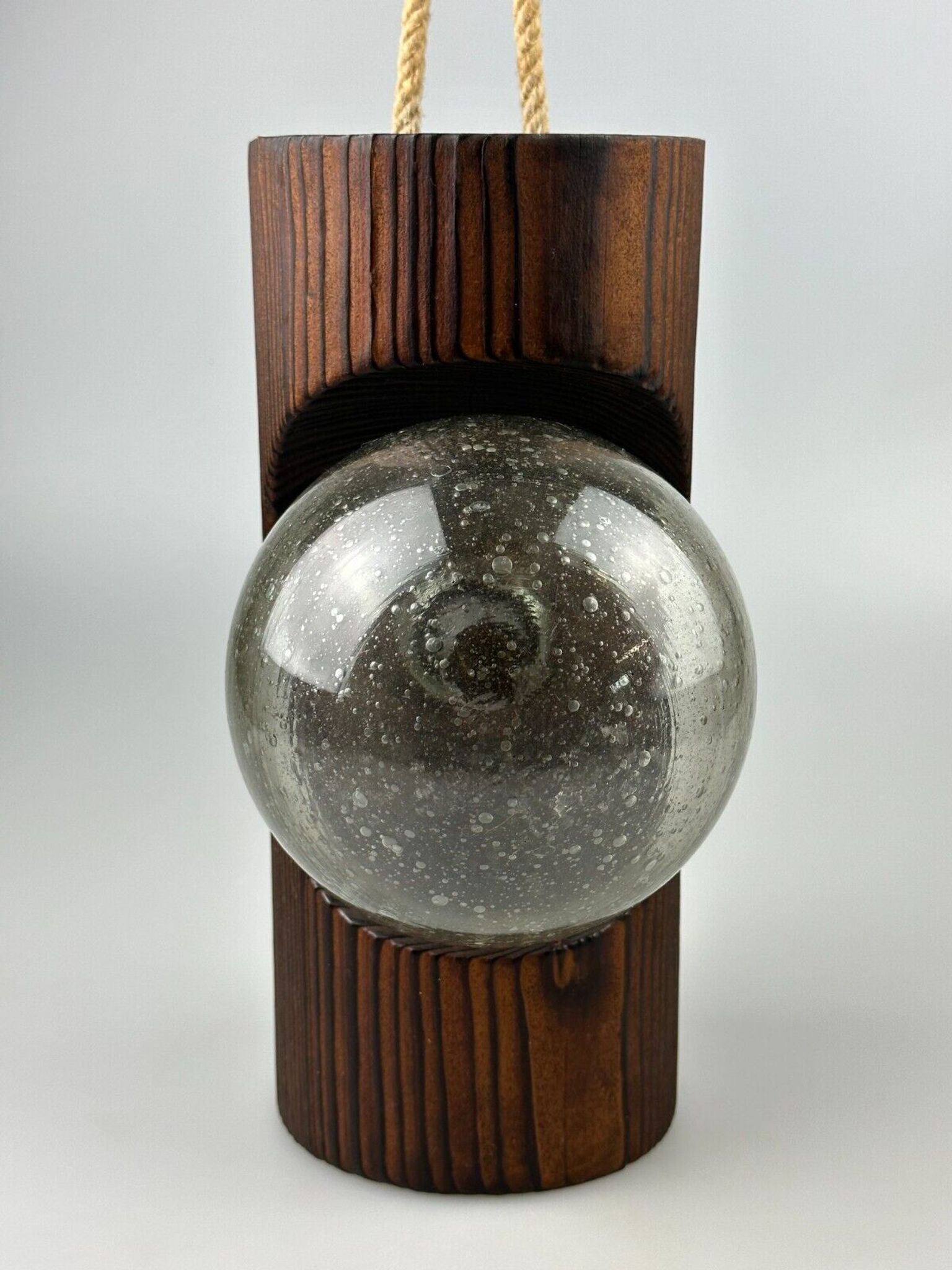 60s 70s Wall Lamp Wood Glass Wall Sconce Brutalist Temde Leuchten Switzerland