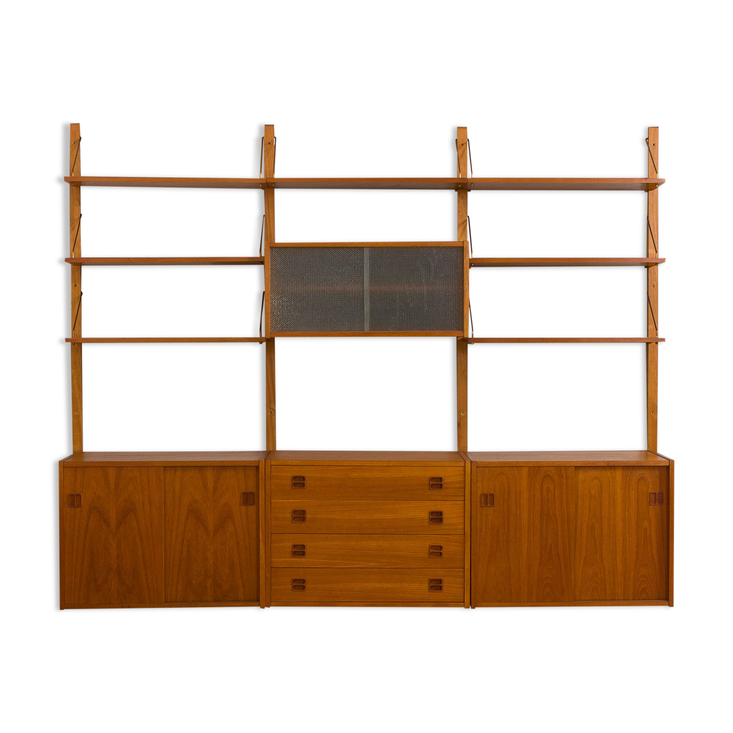 Vintage danish modular teak bookcase 1970s