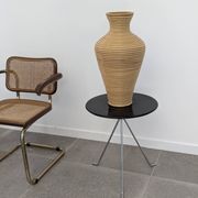 Grand vase de sol en rotin tressé, années 1970