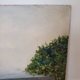 Tableau ancien promenade au bord de mer