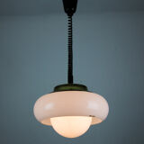 White and gold Space Age pendant lamp by Harvey Guzzini for Meblo, 1970s
