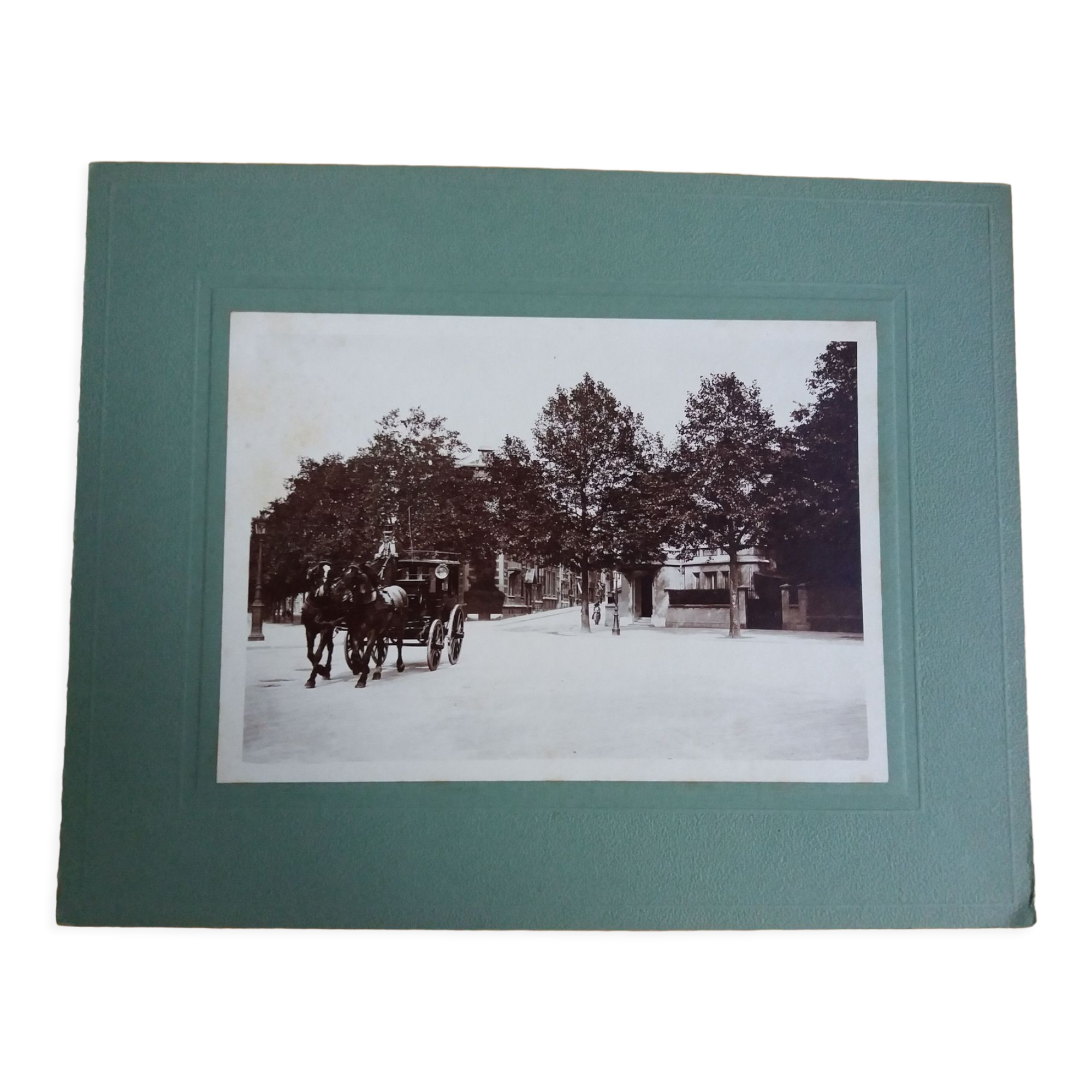 Old photograph 1900 stagecoach, horses and coachman State Railways
