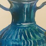 Signed watercolor and ink painting Vase Wabi Sabi collection China