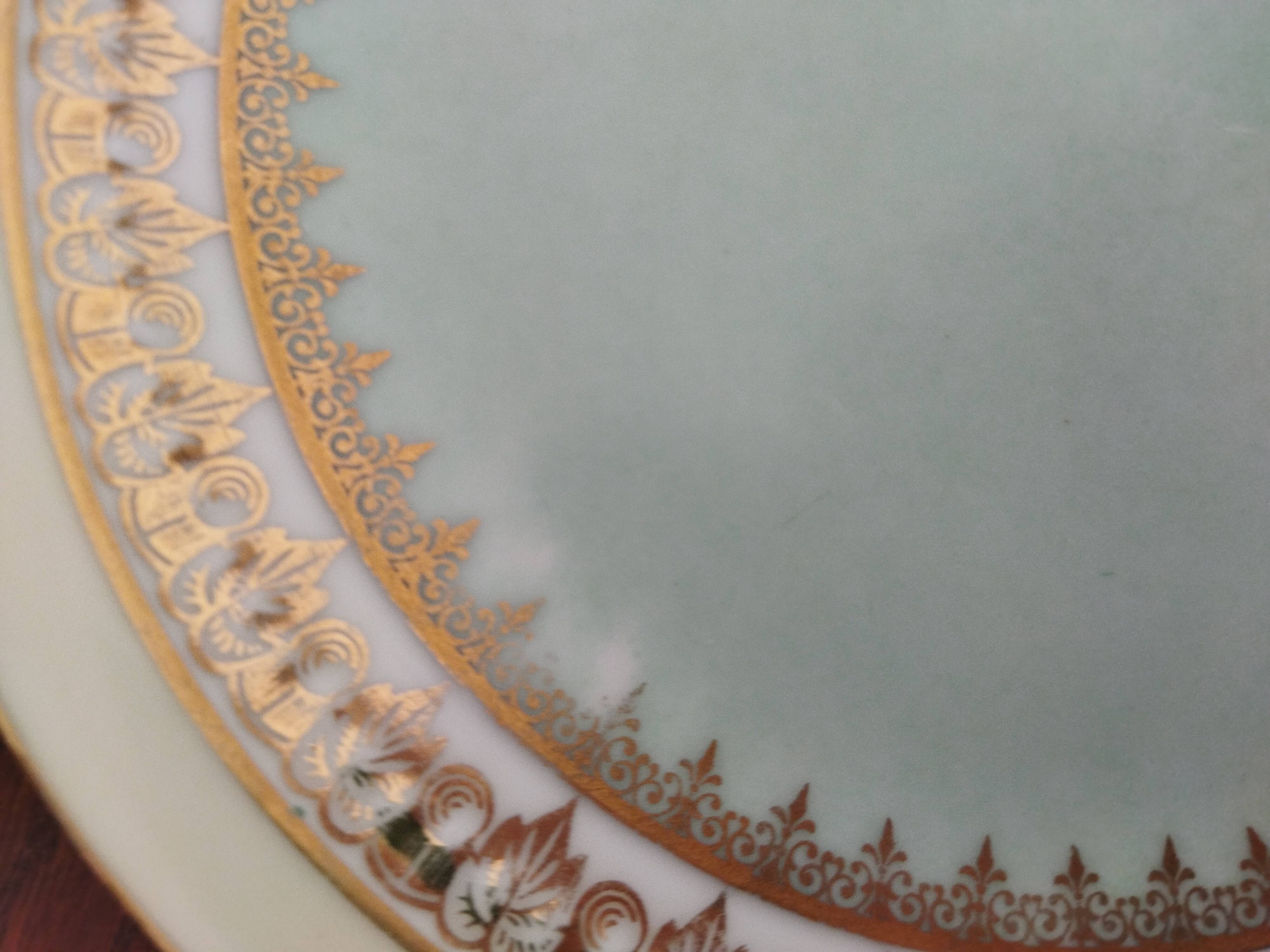 Platter and 11 dessert plates in Chapus Frères Limoges porcelain