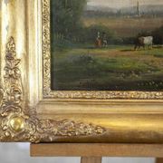 Village, 19ème siècle, huile sur toile, encadré