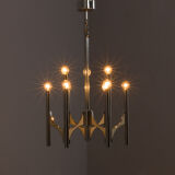 Italian chrome chandelier from Sciolari pendant lamp, 1970