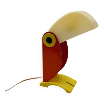 Lampe Toucan italienne ludique des années 1970, rouge et jaune, par Enea Ferrari