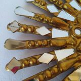 Golden wooden sun mirror 30cm