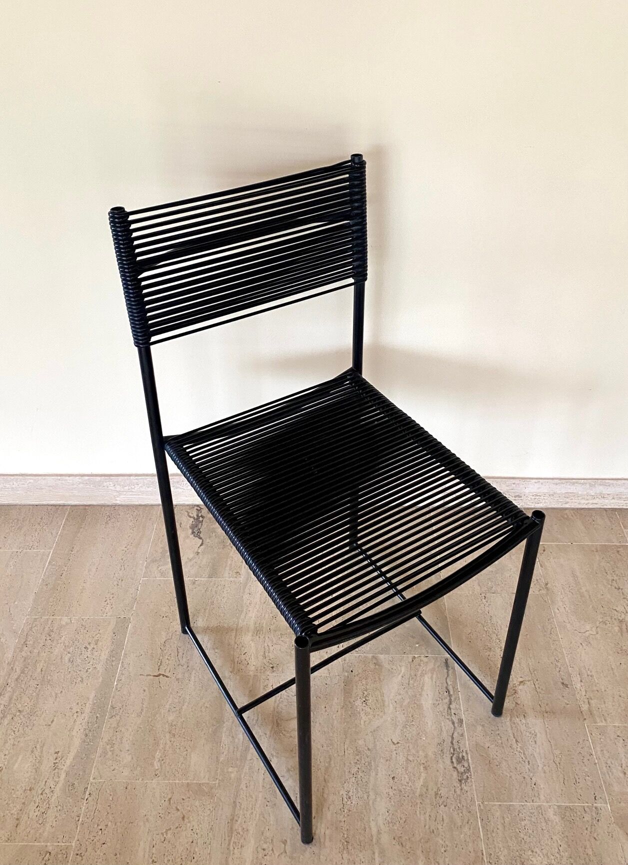 Pair of Italian Chairs in Black Metal and Scooby, produced by Pluri Bergamo, 1980