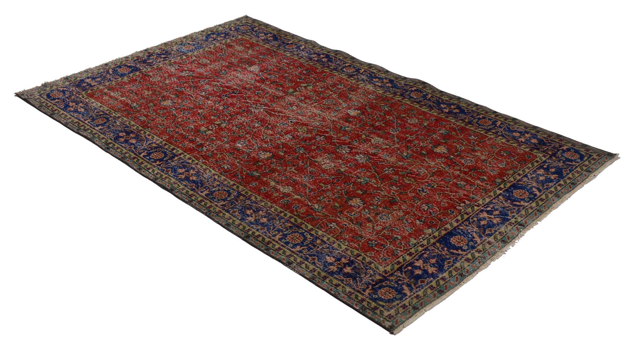 One-of-a-kind turkish handwoven vintage rug - rustic vintage charm 260x 161