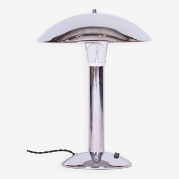 Lampe de table artdeco originale, chrome, électrification fonctionnelle, tchéquie, années 1930