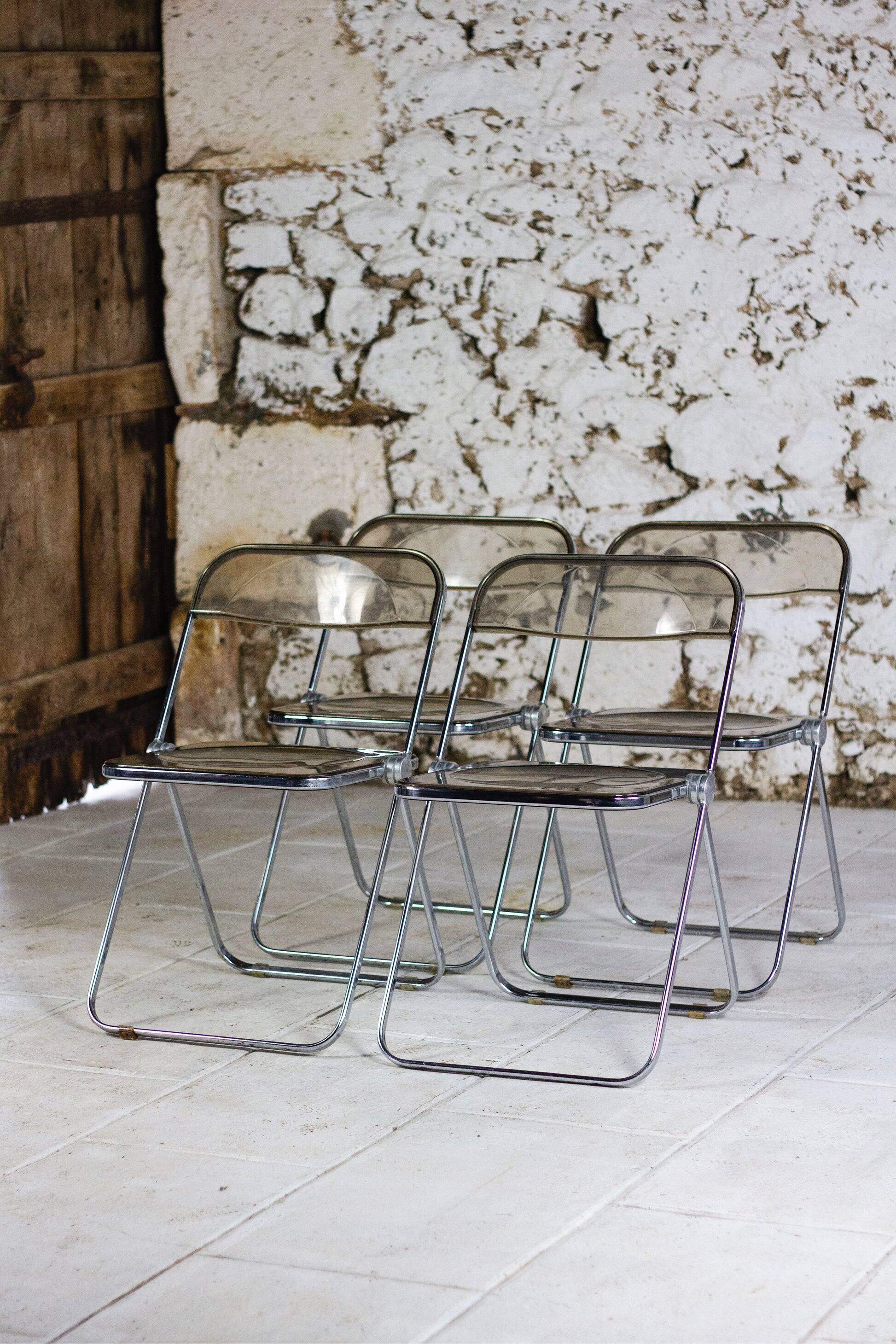 4 Plia chairs by Giancarlo Piretti for Castelli, 1970