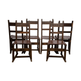 Set of 6 wooden chairs and leather seat