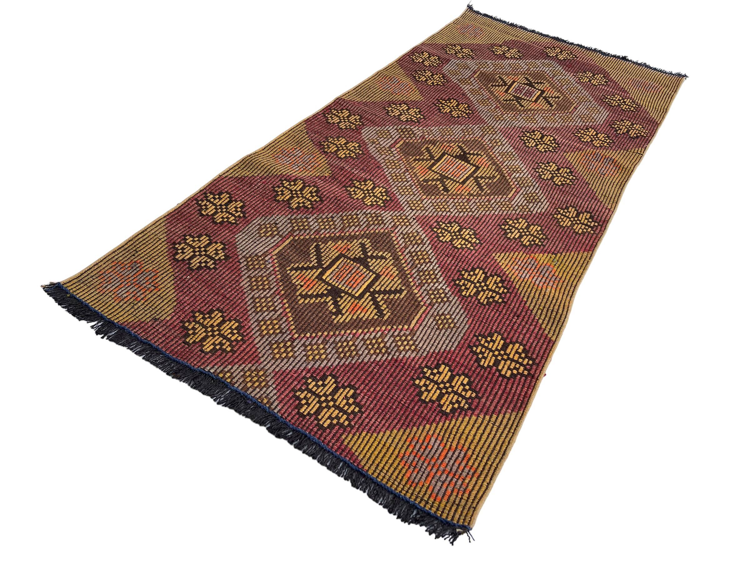 Vintage Turkish Kilim Rug , 226 x 100 cm