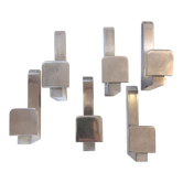 Set of 6 modernist hooks in vintage aluminum