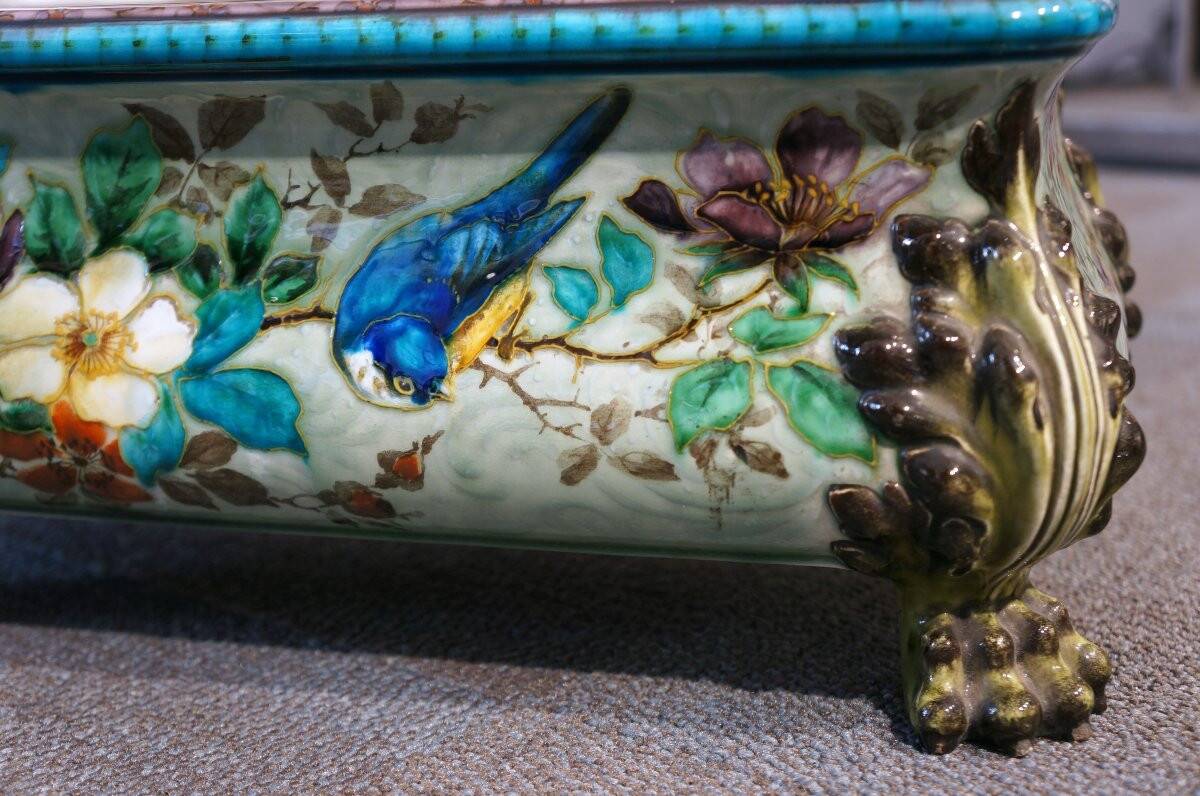 Théodore Deck 19th century glazed earthenware planter