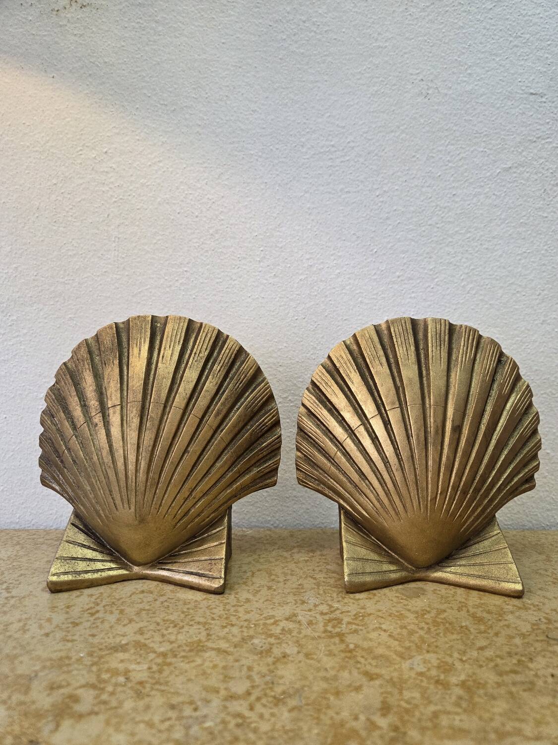 Pair of golden shell bookends