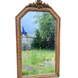 Large gilded wood mirror, Louis XVI - Art Nouveau transition style, mirror