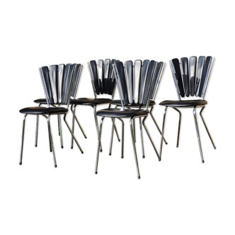 Série de 6 chaises "pétale", signées années 60