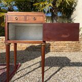 Louis XVI style marquetry & bronze bed and bedside table