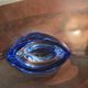 Large krosno vase from poland in blown blue glass, vintage variation.