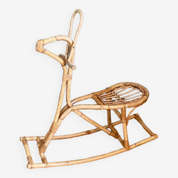 Old rattan rocking horse