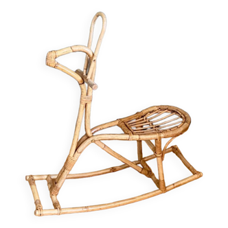 Old rattan rocking horse