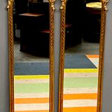 Paire de miroirs dorés, 97x28 cm